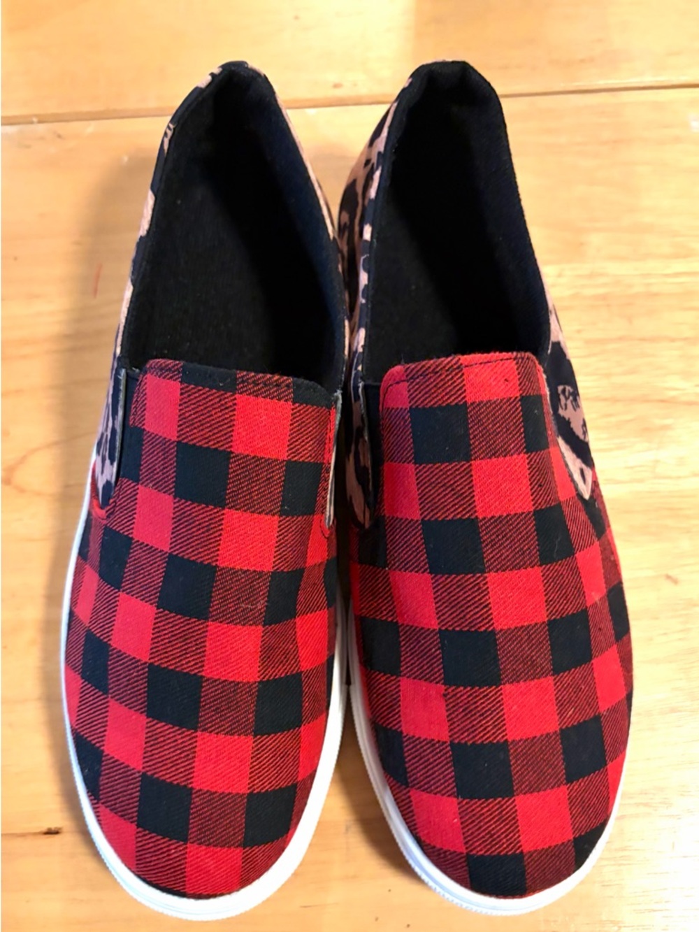 Kids Slip-On Sneakers in Red & Black Buffalo Plaid
